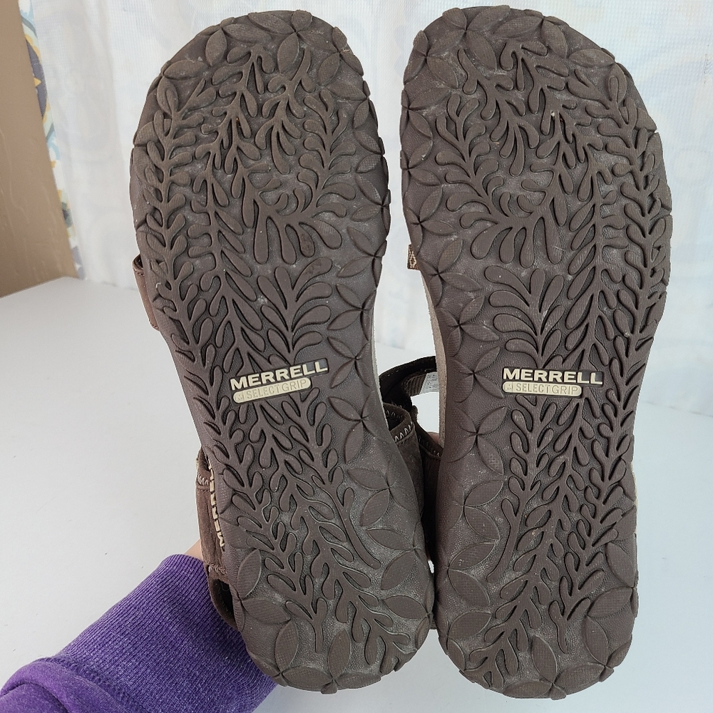 Merrell Terran Cross II brown and cream strappy active sandals women's Sz 10 - Picture 13 of 13